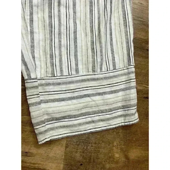 Casa Cabana Linen Pants Women Sz M Cropped Wide Leg Summer Striped Beach Relaxed - Picture 2 of 10